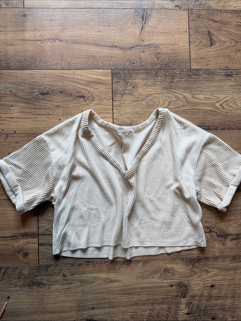 Altar’D State Cream V‑Neck Crop Top